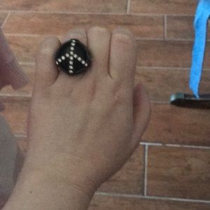 NWT Sashay Black and crystal adjustable ring